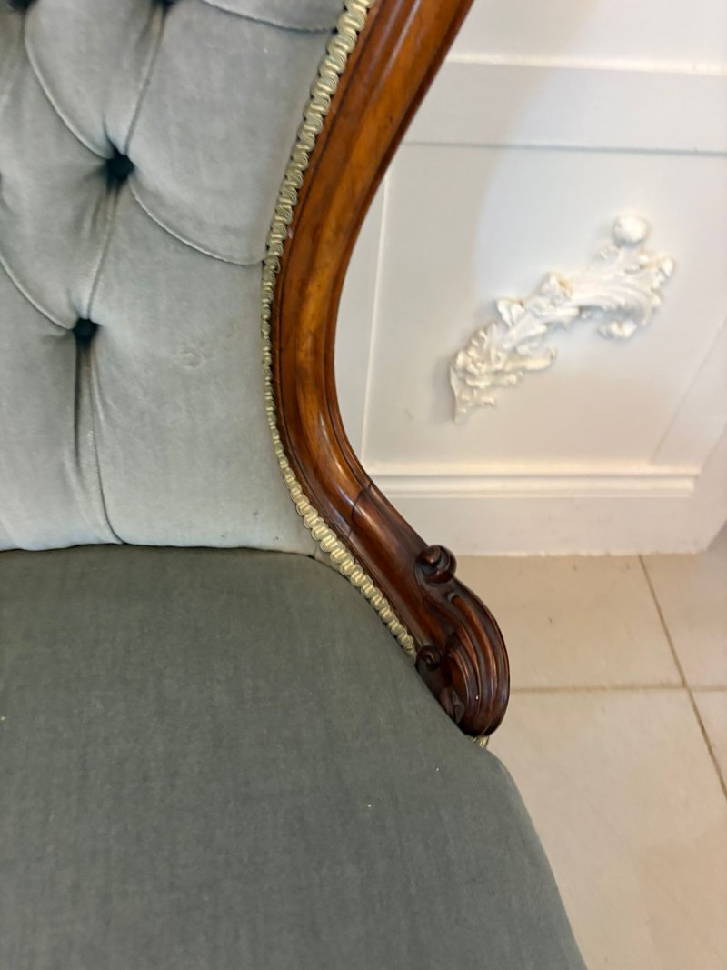 Outstanding Quality Pair of Antique Victorian Carved Walnut Ladies and Gentlemen’s Chairs - Image 7